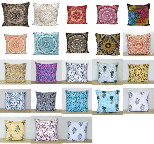 Set Of 2 Cotton Cushion Cover Mandala Couch Pillow Cases Home Decorative Pillows