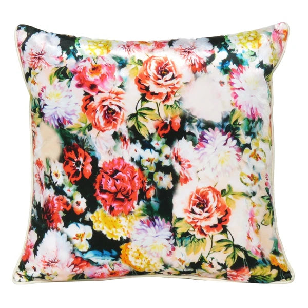 Multi Floral Print Soft Velvet Cushion Cover Sofa Pillowcase with Zipper Closure