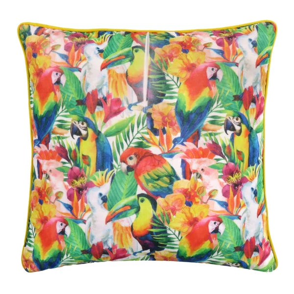 Multi Parrot Print Soft Velvet Cushion Cover Sofa Pillowcase with Zipper Closure