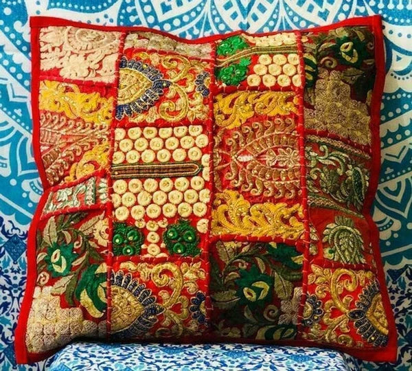 Set Of 2 Patchwork Cushion Cover, Assorted Pillow Cases, Handmade Sofa Cushions