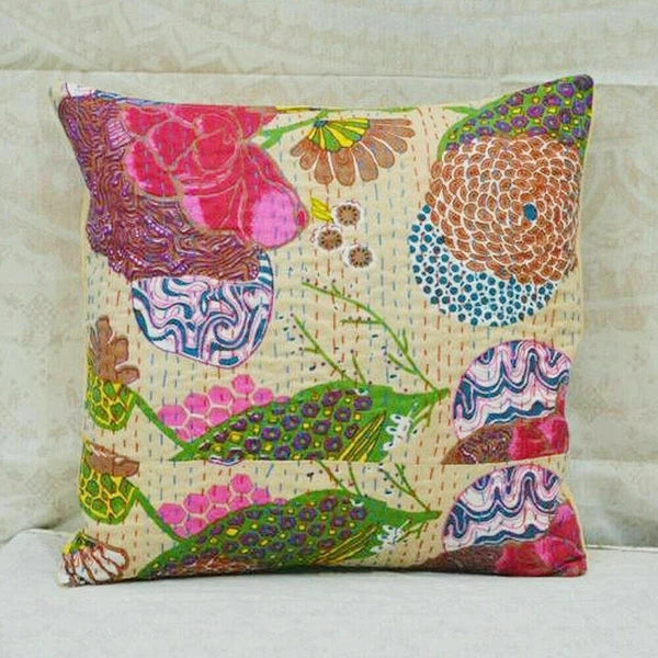 Handmade Cotton Kantha Pillow Cover Cushion Cases, Bed room Sofa Pillow Cases