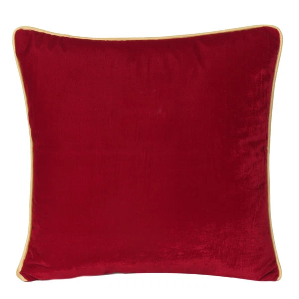 Maroon Velvet Pillowcase Couch Cushion Cover with Zipper Closure Piping Edge