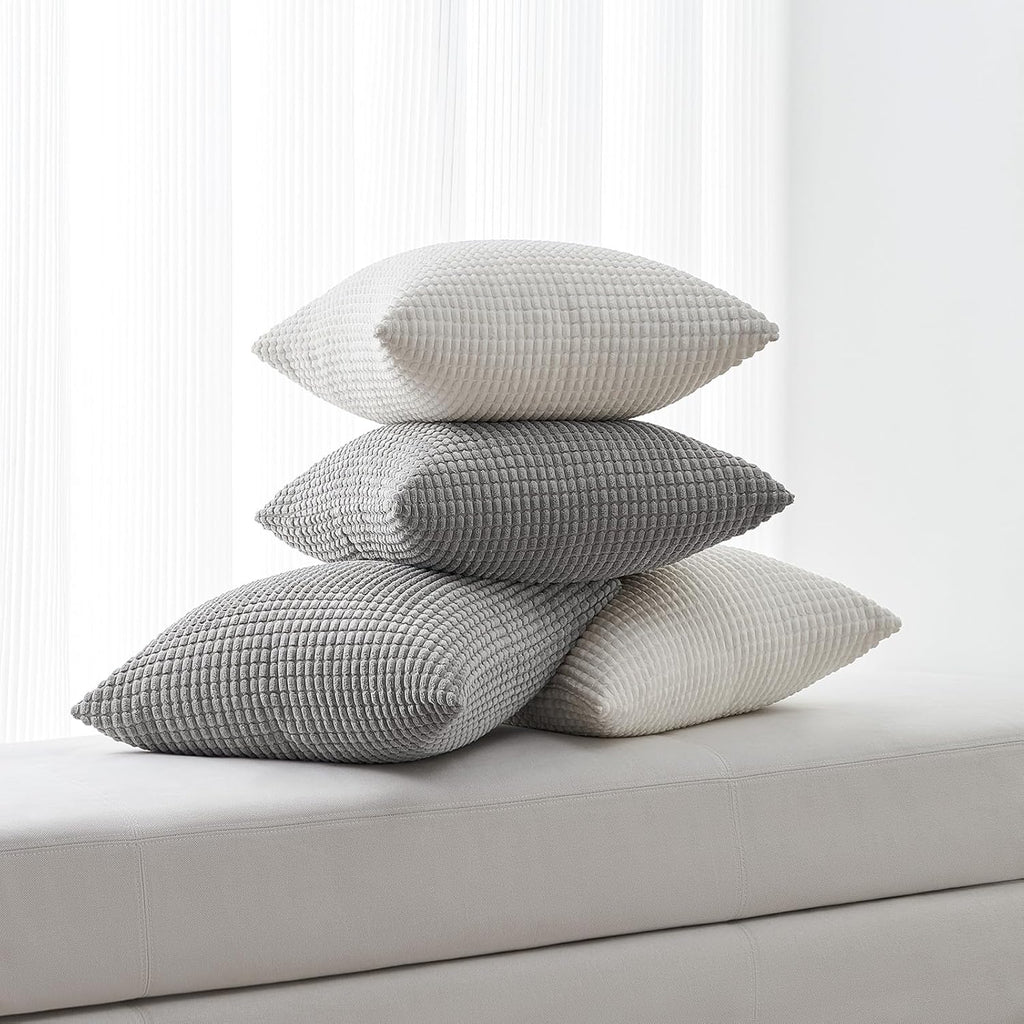 Throw Pillows Covers for Couch, Decorative Fluffy Corduroy Cushion Cover 4 PCS