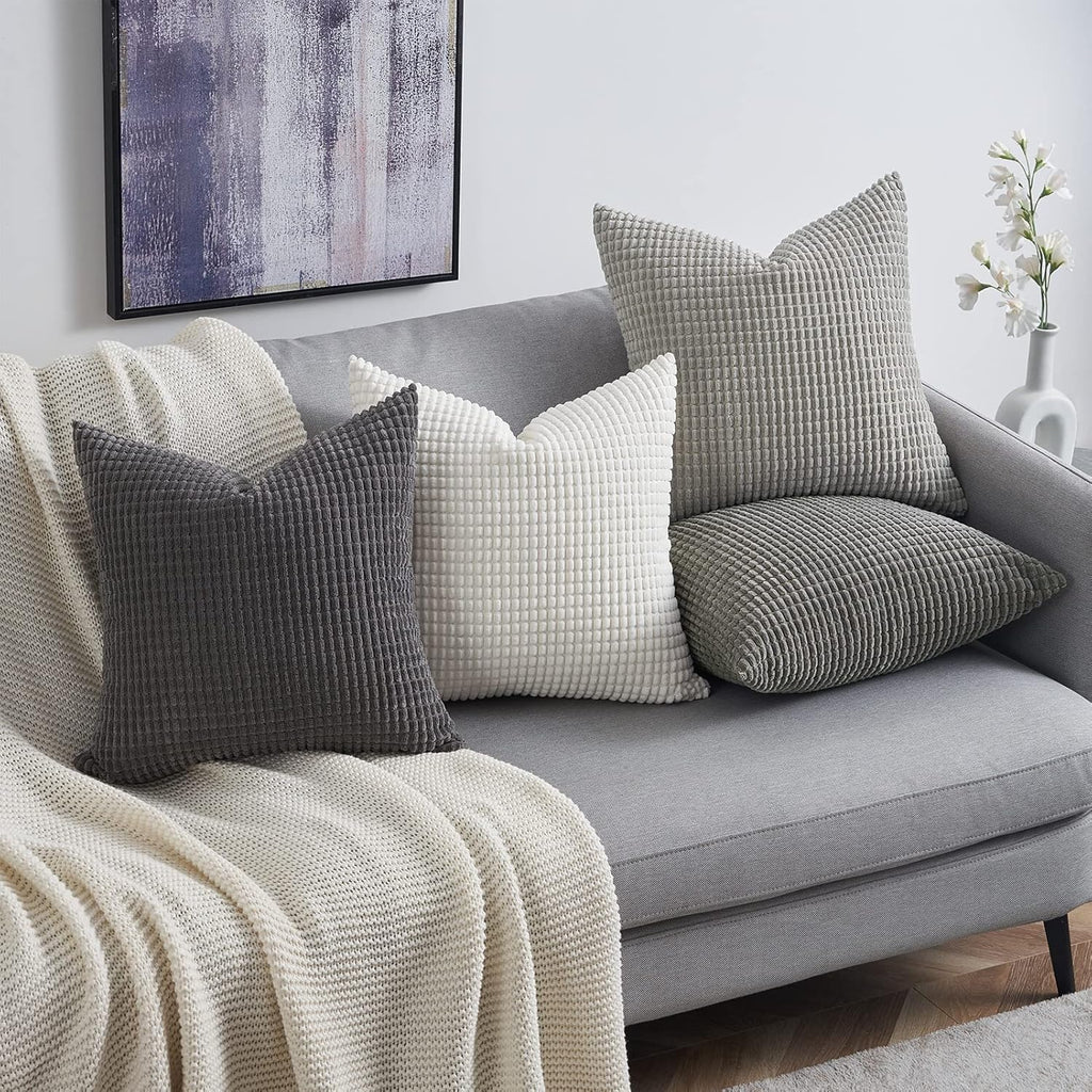 Throw Pillows Covers for Couch, Decorative Fluffy Corduroy Cushion Cover 4 PCS