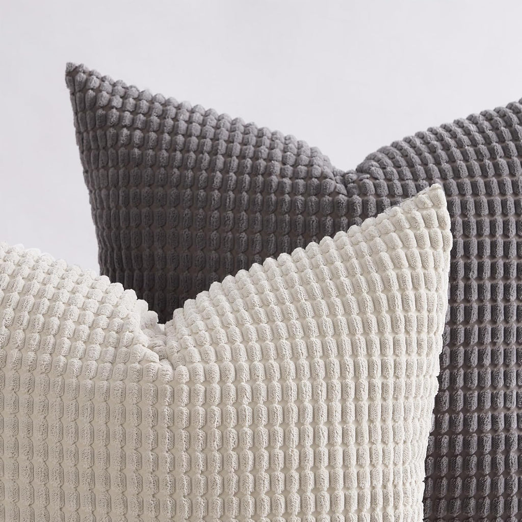 Throw Pillows Covers for Couch, Decorative Fluffy Corduroy Cushion Cover 4 PCS