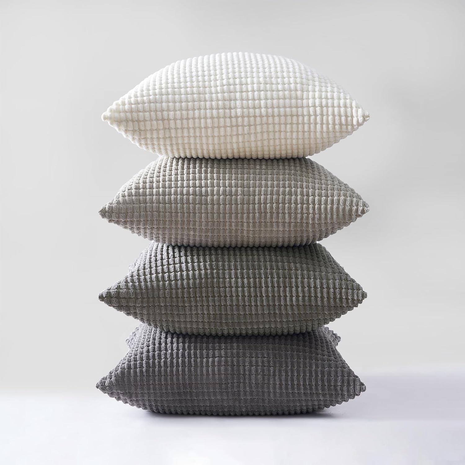 Throw Pillows Covers for Couch, Decorative Fluffy Corduroy Cushion Cover 4 PCS