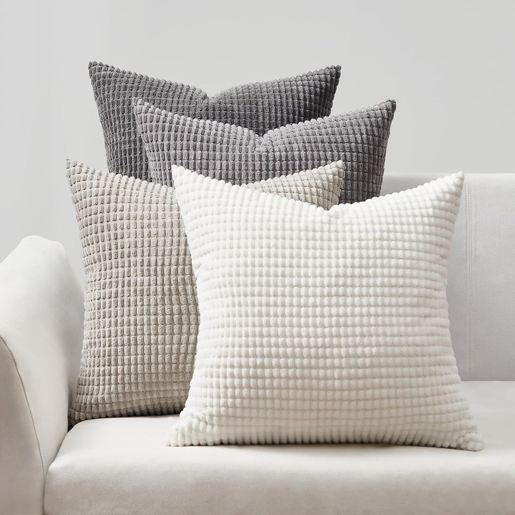 Throw Pillows Covers for Couch, Decorative Fluffy Corduroy Cushion Cover 4 PCS