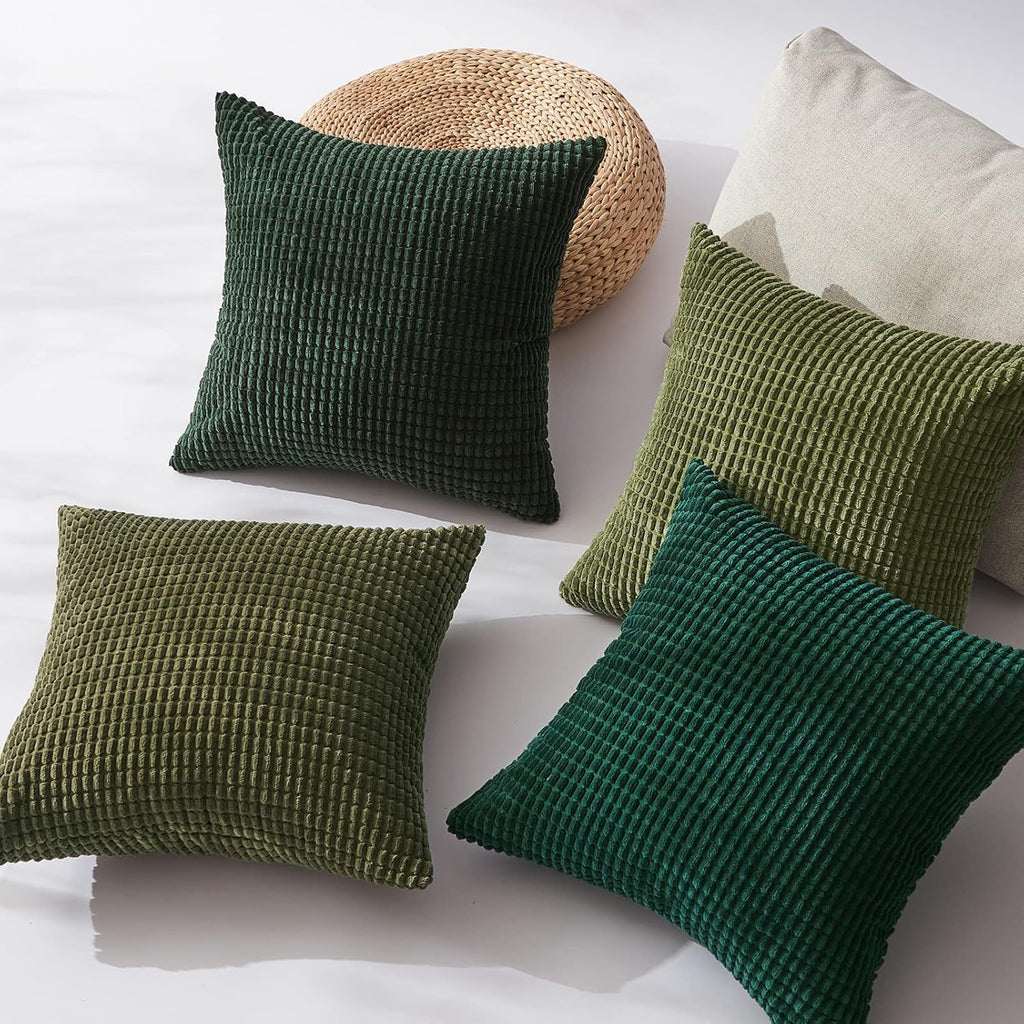 Throw Pillows Covers for Couch, Decorative Fluffy Corduroy Cushion Cover 4 PCS