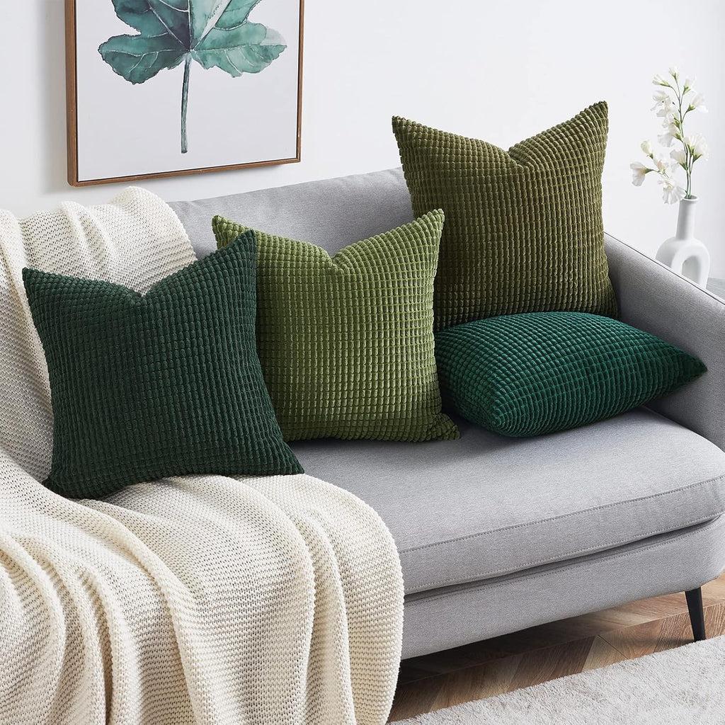 Throw Pillows Covers for Couch, Decorative Fluffy Corduroy Cushion Cover 4 PCS