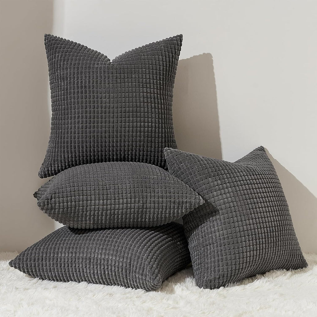 Throw Pillows Covers for Couch, Decorative Fluffy Corduroy Cushion Cover 4 PCS