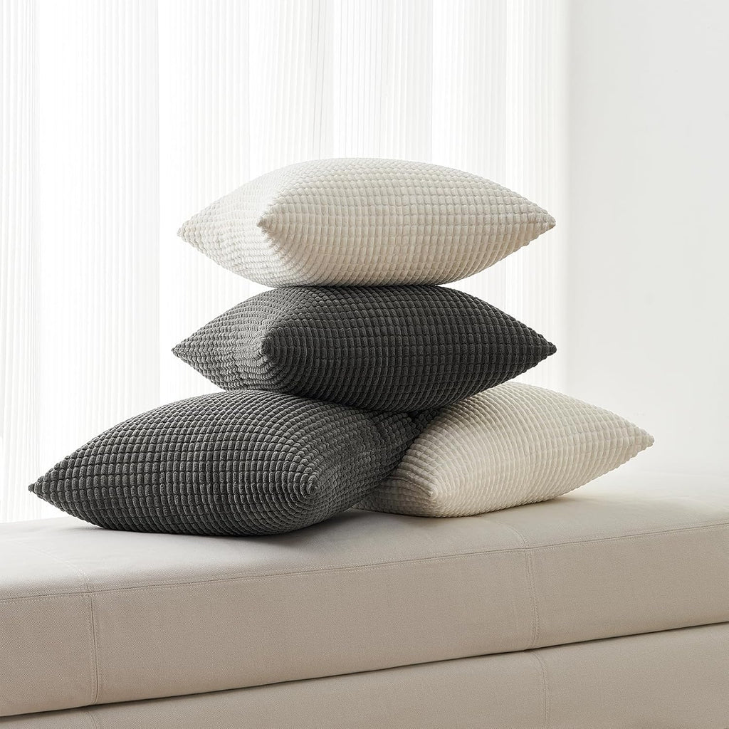Throw Pillows Covers for Couch, Decorative Fluffy Corduroy Cushion Cover 4 PCS