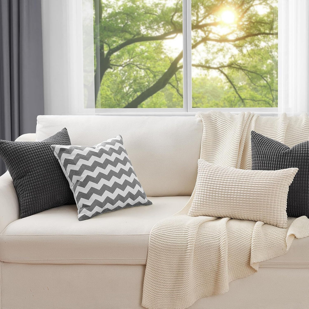Throw Pillows Covers for Couch, Decorative Fluffy Corduroy Cushion Cover 4 PCS