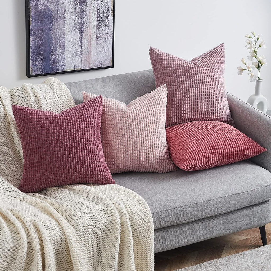 Throw Pillows Covers for Couch, Decorative Fluffy Corduroy Cushion Cover 4 PCS