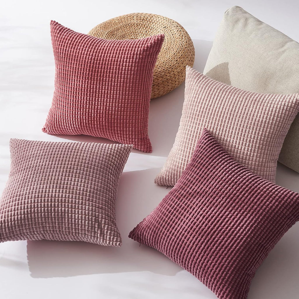 Throw Pillows Covers for Couch, Decorative Fluffy Corduroy Cushion Cover 4 PCS