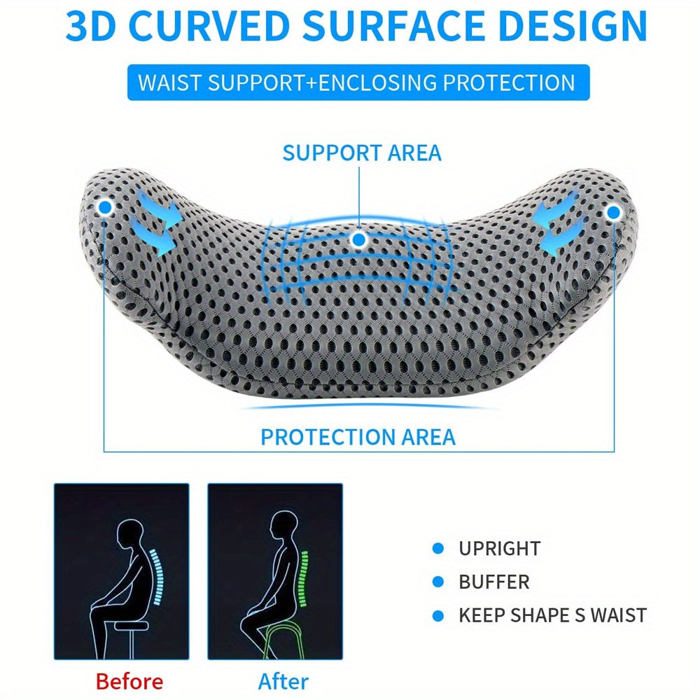 2pcs:(1 Seat Pad + 1 Lumbar Support Pillow) Memory Foam Seat Cushion & Lumbar Support Pillow Set - Ergonomic Office Chair Cushion for Back, Car Seat, Wheelchair, Gaming Chair - Breathable & Machine Washable Cover