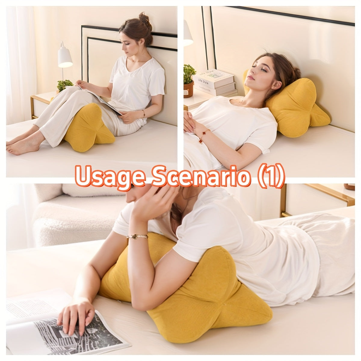 Ergonomic Lumbar Support Pillow - Soft Triangular Bone Design for Office Chairs, Bedding, and Travel - Machine Washable Chenille Fabric Cushion, Multi-Purpose Home Decor Accessory, Decorative Pillows