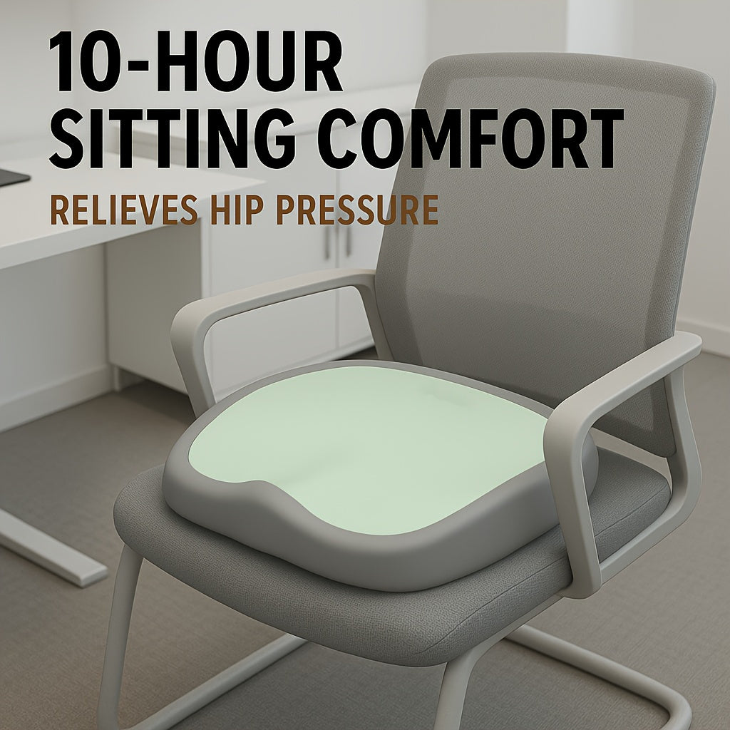 10-Hour Ergonomic Memory Foam Office Chair Pad - Adjustable Hip & Lumbar Support, Durable Polyester, Reduces Back Pain & Improves Posture, Comfortable Office Chair for Home, Car, and Workspace Use, Chair for Office, Home Seating Solution, Modern Seating,