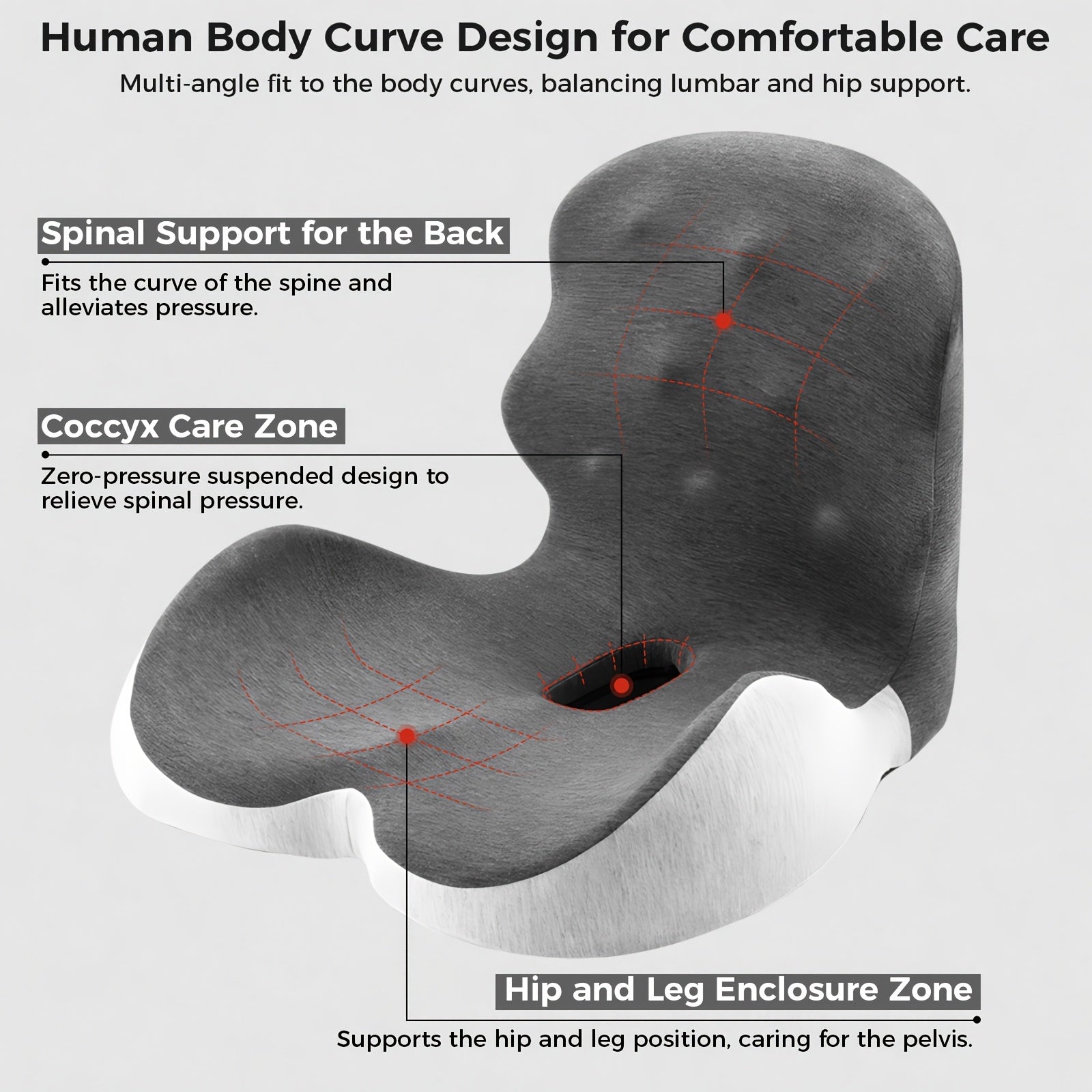 Memory Foam Seat Cushion, Office Chair Cushion With Lumbar Support Car Seat Cushion With 8 Back Massage Heads For Car, Truck, Desk, Gaming Chair