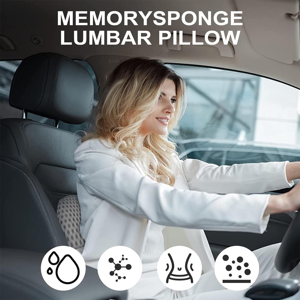 2pcs:(1 Seat Pad + 1 Lumbar Support Pillow) Memory Foam Seat Cushion & Lumbar Support Pillow Set - Ergonomic Office Chair Cushion for Back, Car Seat, Wheelchair, Gaming Chair - Breathable & Machine Washable Cover