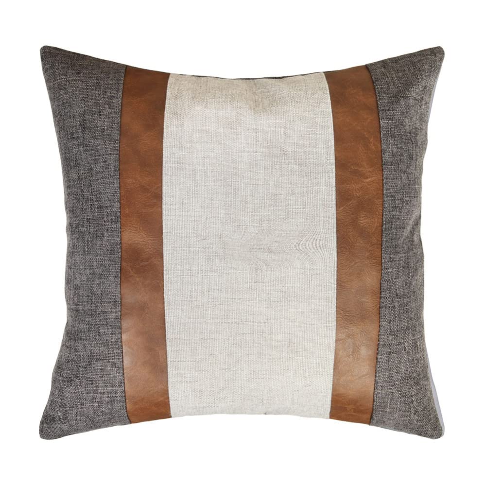 Cushion Covers, Patchwork Home Pillow Covers for Sofa Bed Leather Pillow Case