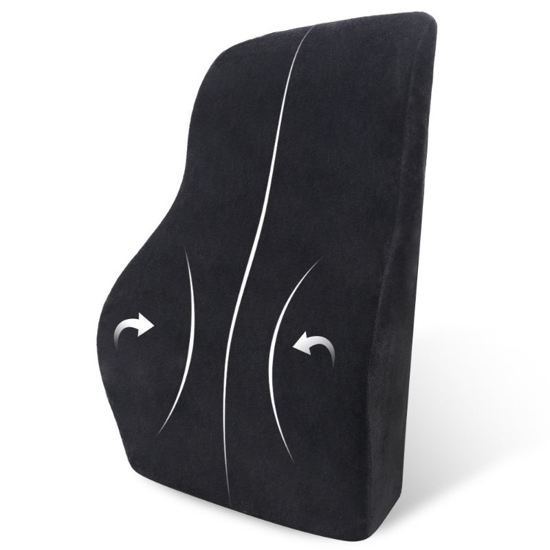 Ergonomic Lumbar Support for Car & Office Seats - Slow Rebound Posture Corrector with Breathable Mesh, Black, Hand Wash Only, Back Rest for Long Sitting, Contoured Design, Polyester Fabric