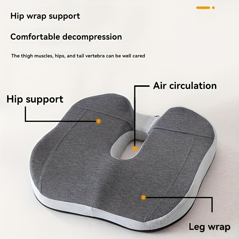 An Ergonomic Memory Foam Seat Cushion and Lumbar Support Pillow Set - Suitable for Office, Car Long Sitting - Slow Rebound, Waist Protection, Pregnant Women Can Use, Breathable Cover, All Seasons