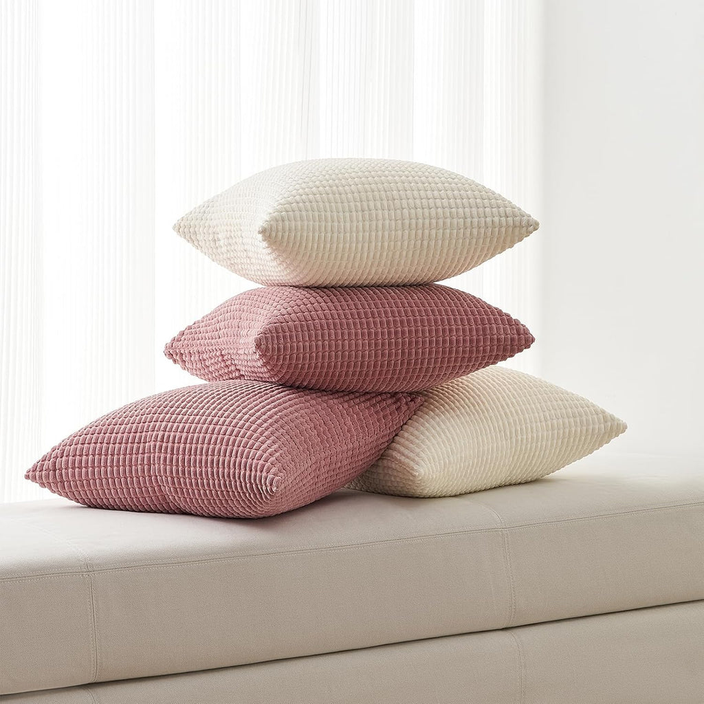 Throw Pillows Covers for Couch, Decorative Fluffy Corduroy Cushion Cover 4 PCS