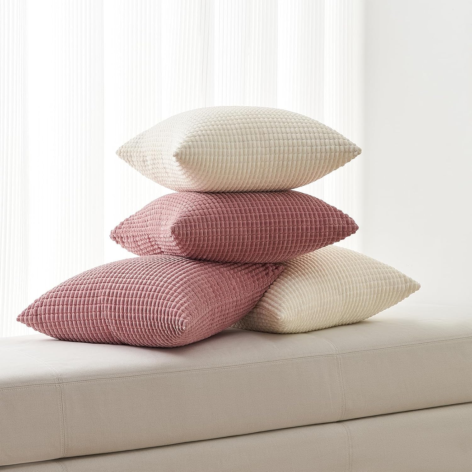 Throw Pillows Covers for Couch, Decorative Fluffy Corduroy Cushion Cover 4 PCS