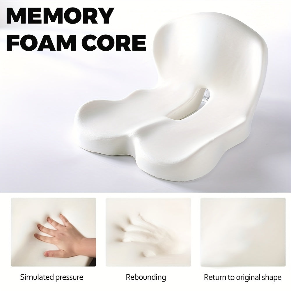 1pc Ergonomic Lumbar Support Cushion with Core - Posture-Correcting Backrest Pillow for Office Chair, Car Seat & Gaming, Removable Cover, Machine Washable, Grey - Ideal Gift for Drivers & Gamers, Contoured Design, Soft Cushioning, Long Sitting Comfort,
