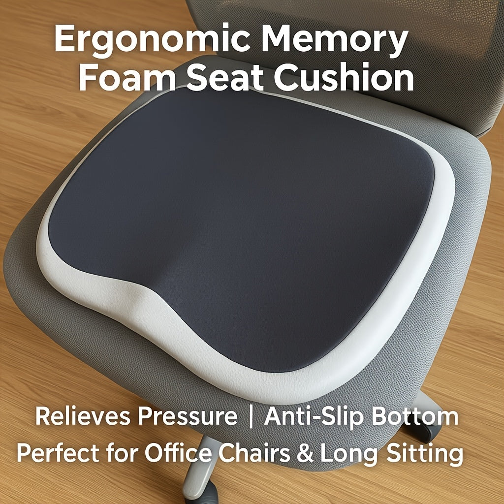 10-Hour Posture-Correcting Office Chair Cushion with Adjustable Lumbar & Buttocks Support - Ergonomic Seat Cushion for Lower Back Pain Relief, Desk, Home Office - Lightweight & Portable, Polyester Fiber - Compatible with All Chairs (No Power Needed), Seat
