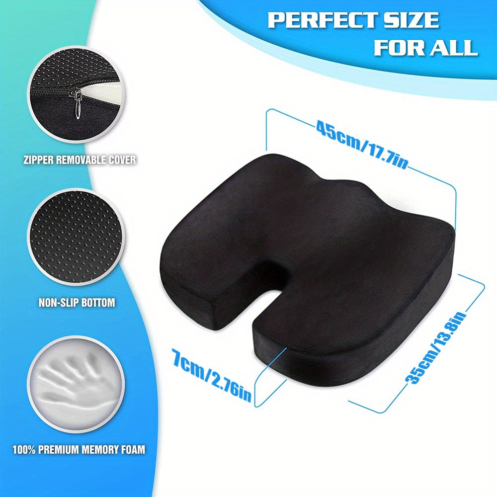 2pcs:(1 Seat Pad + 1 Lumbar Support Pillow) Memory Foam Seat Cushion & Lumbar Support Pillow Set - Ergonomic Office Chair Cushion for Back, Car Seat, Wheelchair, Gaming Chair - Breathable & Machine Washable Cover