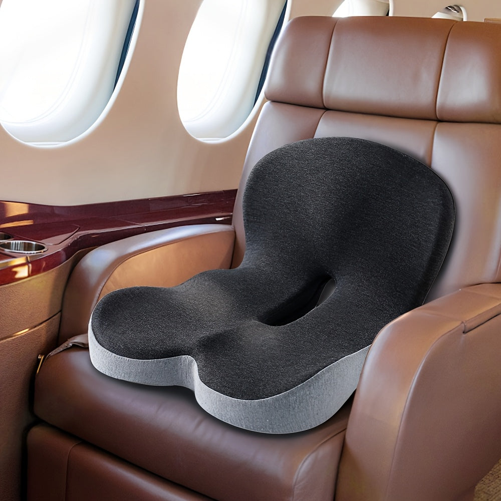 1pc Ergonomic Lumbar Support Cushion with Core - Posture-Correcting Backrest Pillow for Office Chair, Car Seat & Gaming, Removable Cover, Machine Washable, Grey - Ideal Gift for Drivers & Gamers, Contoured Design, Soft Cushioning, Long Sitting Comfort,