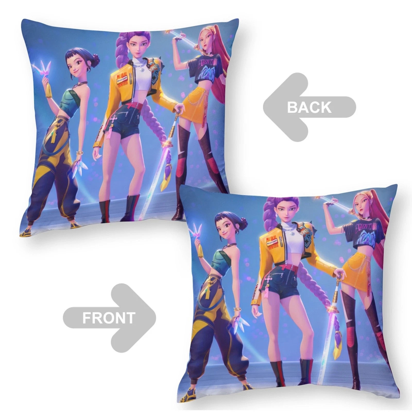 KPOP Hunters Throw Pillowcases Square Cushion Covers Cotton Linen for Sofa