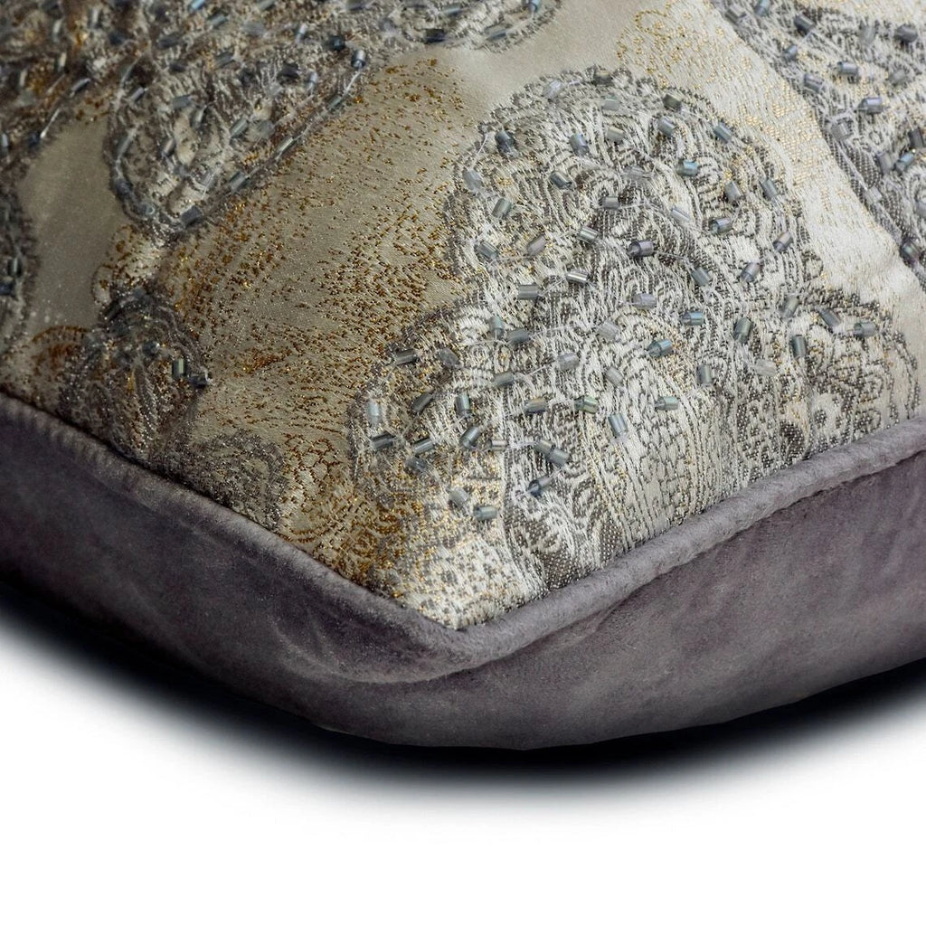 Couch Pillow Case Grey 16"x16", Bed Decor Silk Abstract - Paisley Elegance