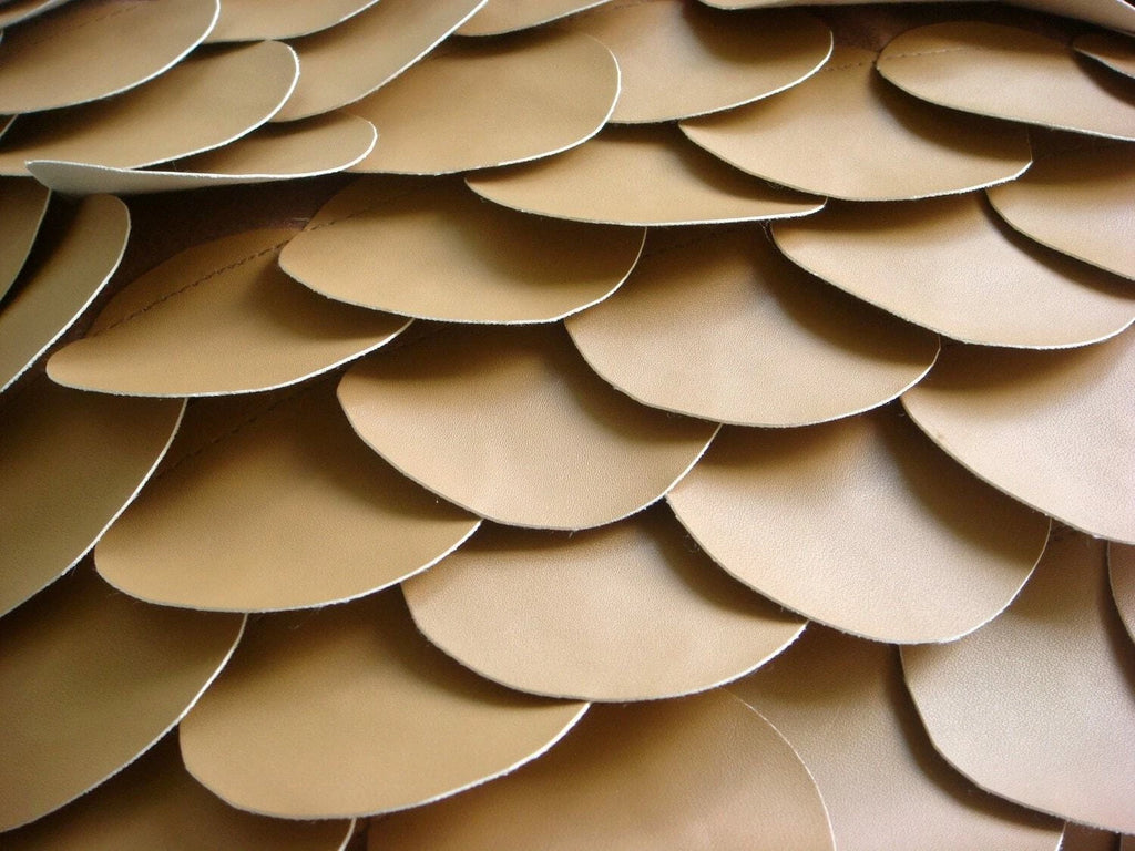 Couch Cushion Case Brown 16"x16", Bed Decor Faux Leather Circles & Dots - Scales