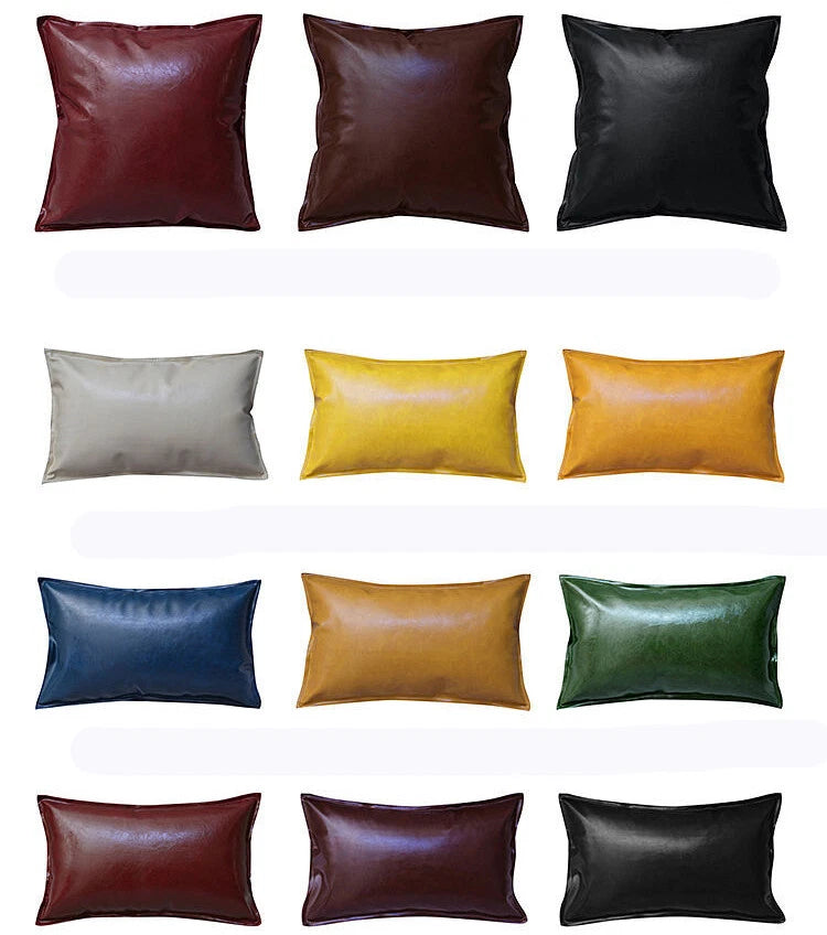 Faux Leather Throw Pillow Case Square Luxury Cushion Covers Bar Sofa Home Decor