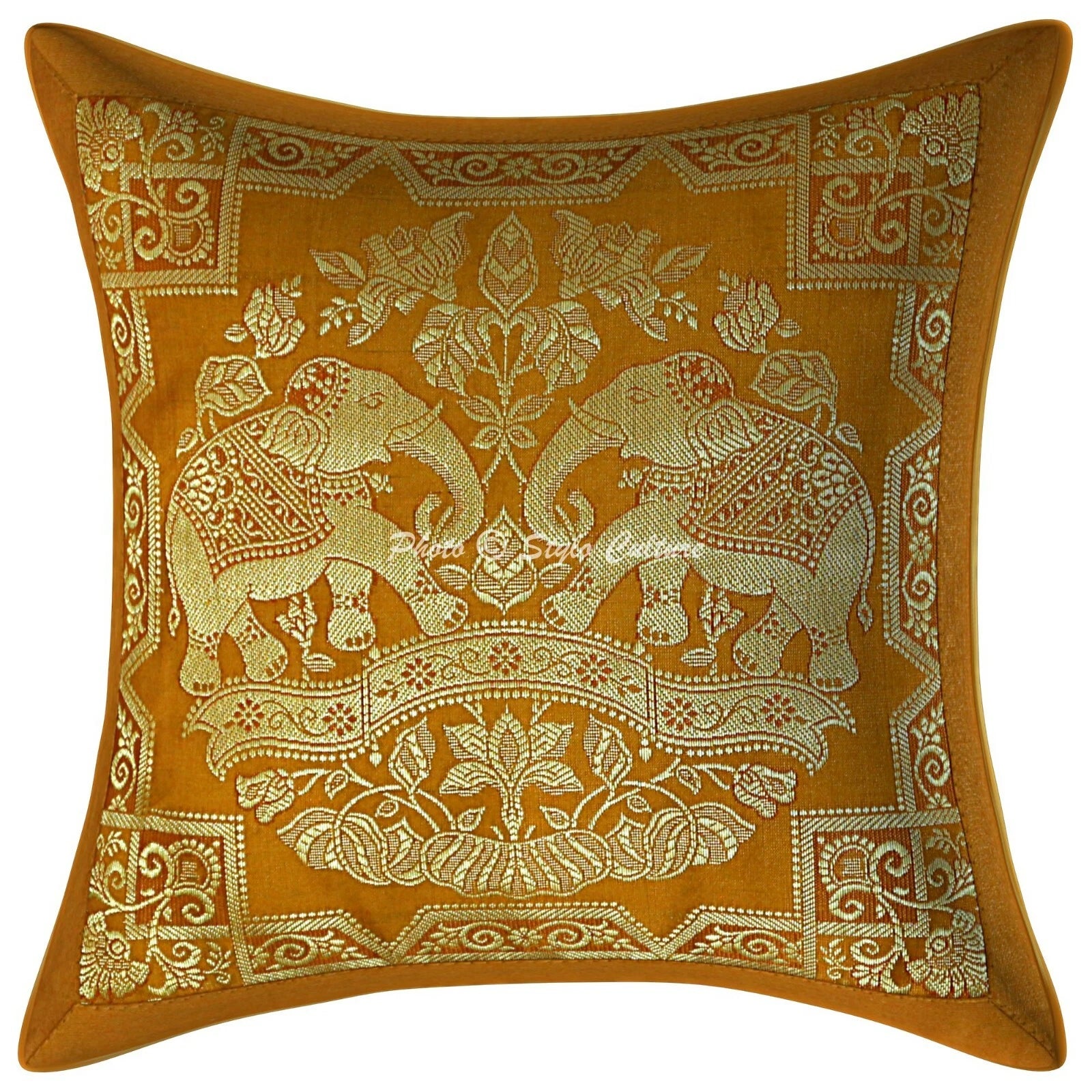 Indian Sofa Cushion Cover Handmade Brocade Silk Pillow Case Cover Throw 12 X 12"