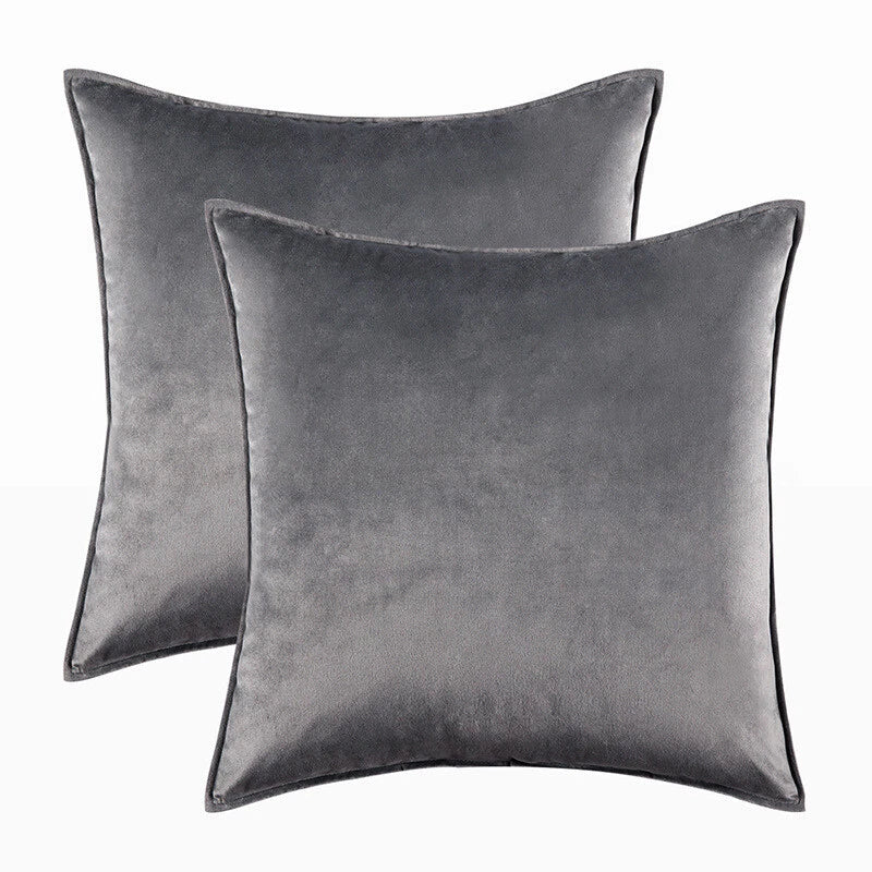New 18" 20" 24" Velvet Piped Solid Cushion Cover Pillow Case Home Sofa Bed Decor