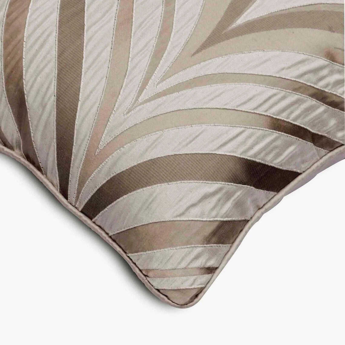 Square Sofa Pillow Case Beige 16"x16", Bed Decor Silk Fabric - Chevron Folds