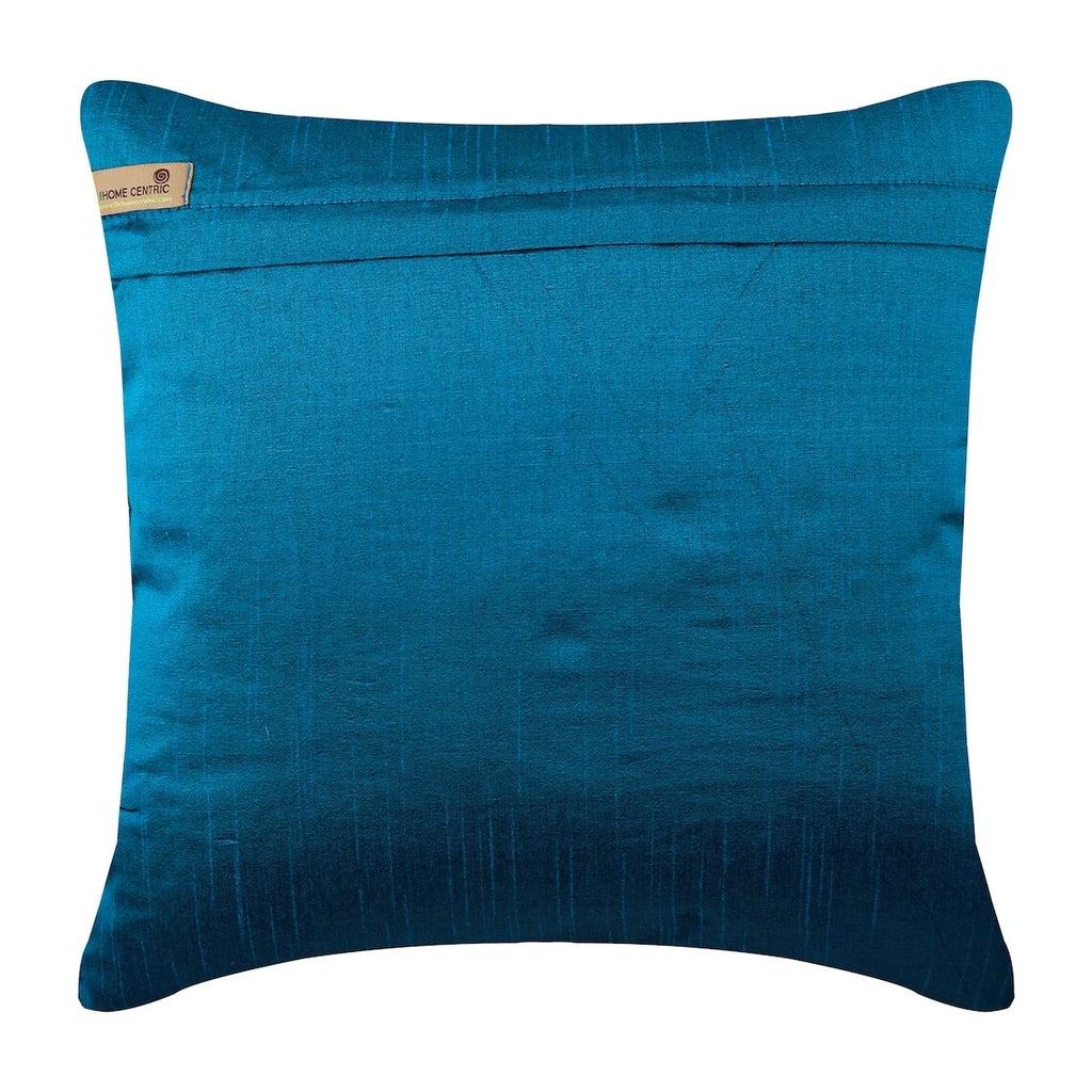 Decorative Couch Cushion Cover Blue 16"x16", Bed Decor Silk - Royal Blue Crest