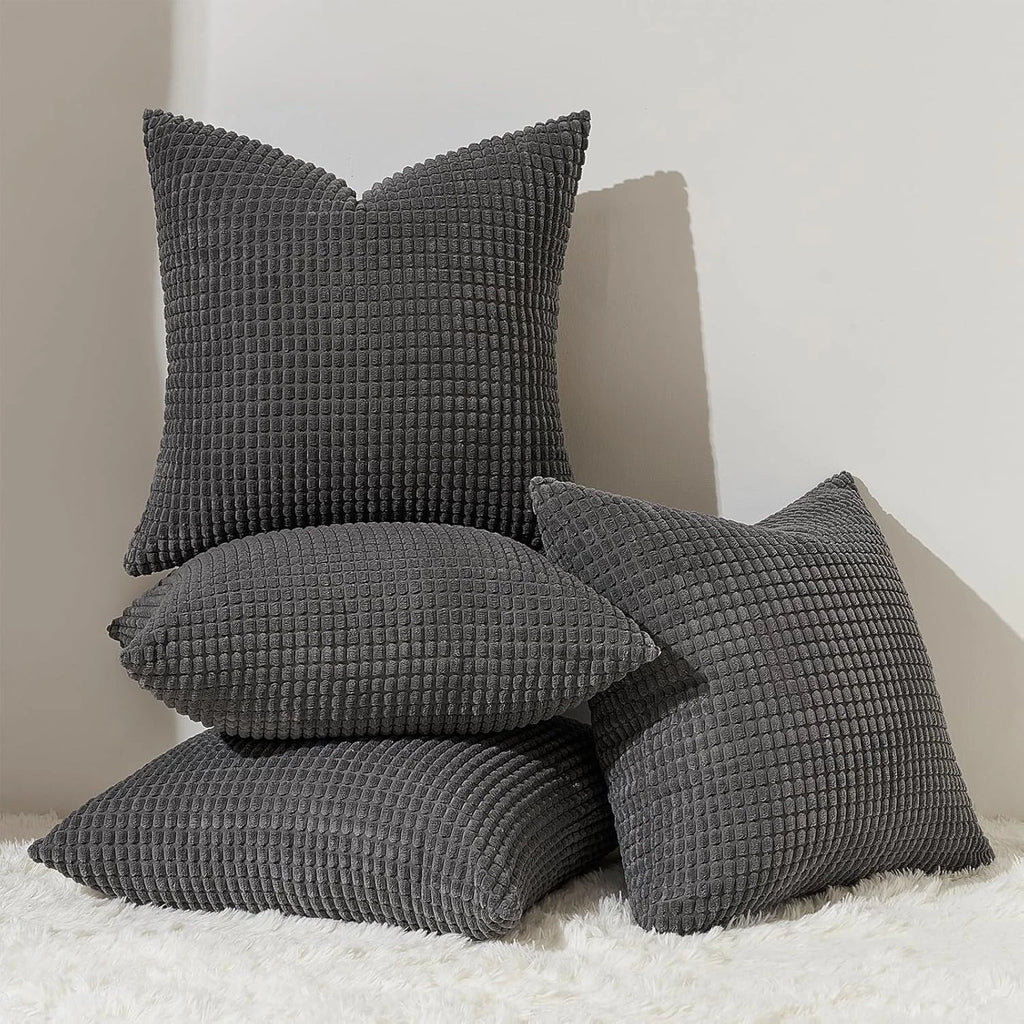 Throw Pillows Covers for Couch, Decorative Fluffy Corduroy Cushion Cover 4 PCS