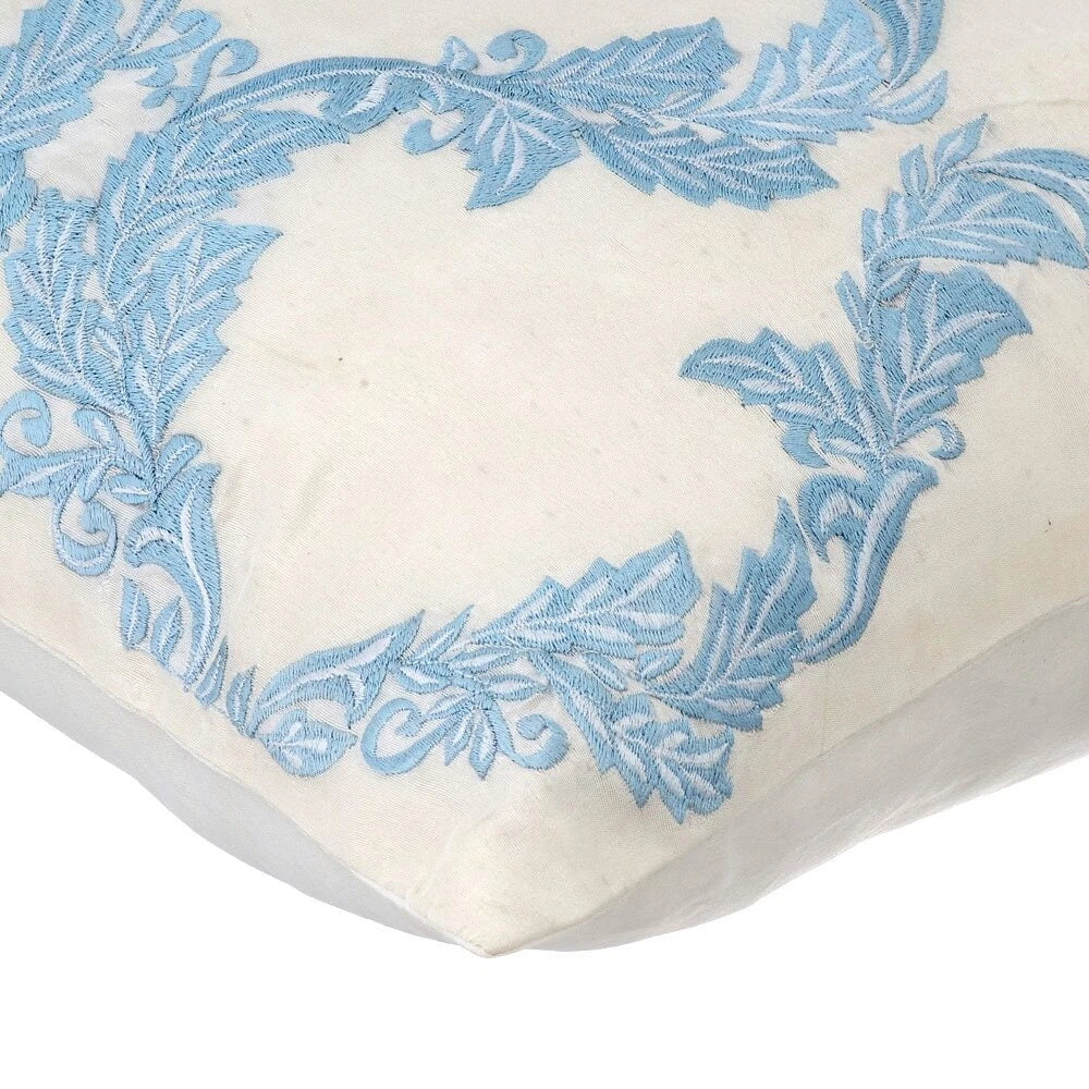 Couch Cushion Cover Blue 16"x16", Bed Decor Silk French Toile - French Riviera