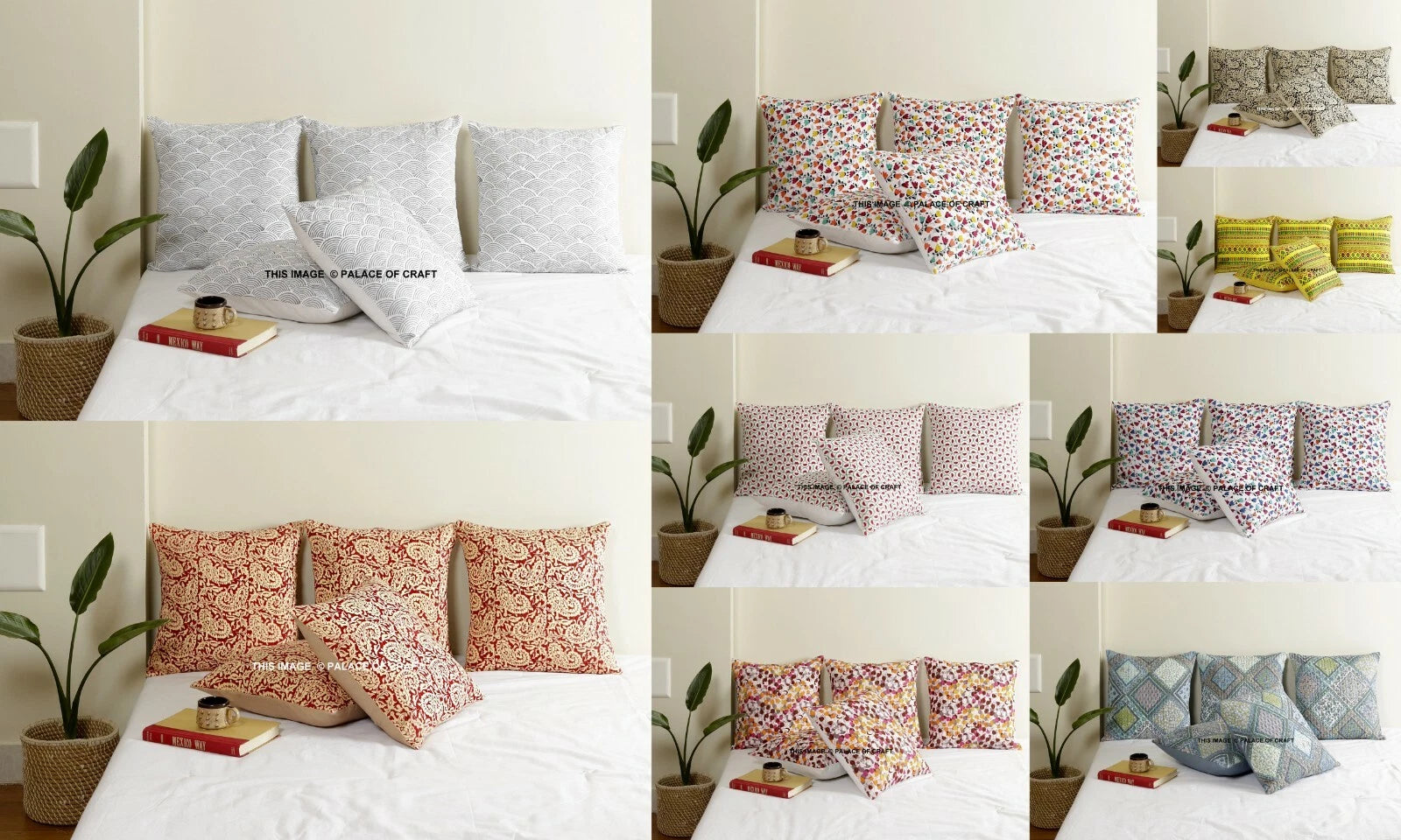 Indian Handmade Kantha Cotton Cushion Cover Bed Pillow Cases Sofa Throw-16"