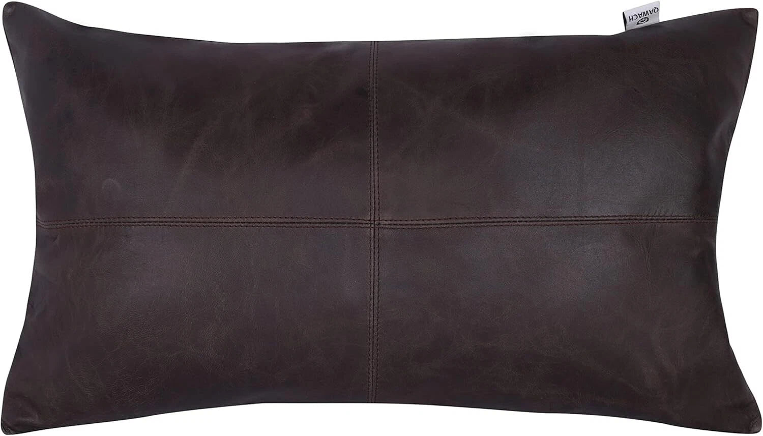 Designer Rectangular Leather Brown Crunch Plain Pillow Cover For Sofa Cushion