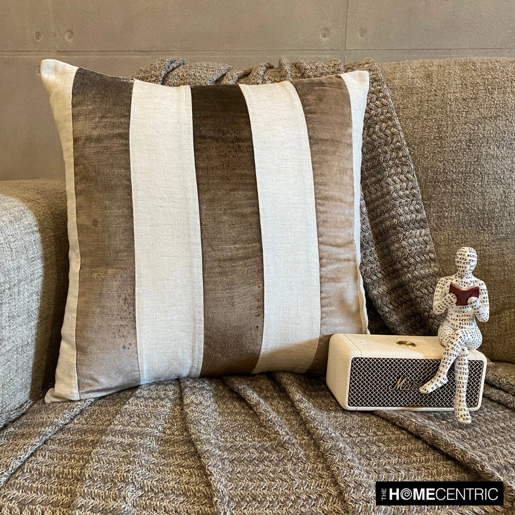 Square Couch Pillow Cover Brown 16"x16", Bed Decor velvet - Velvet Band Choco