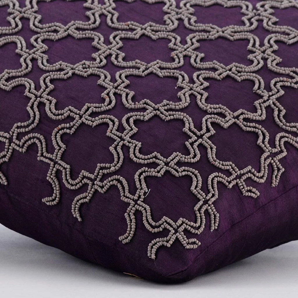 Sofa Cushion Case Purple 16"x16", Bed Decor Silk Geometric - Magical Chase