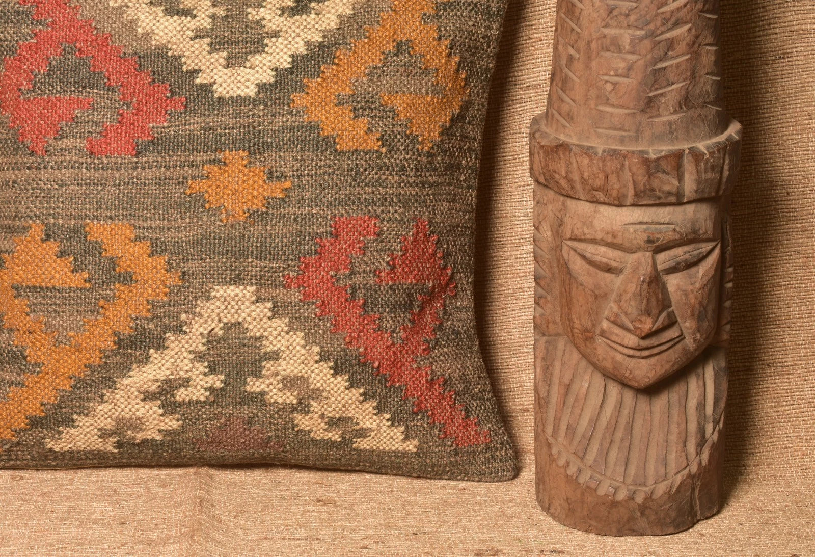 Indian Jute Wool Kilim Cushion Cover Vintage Look Your Home Pillow cover throw