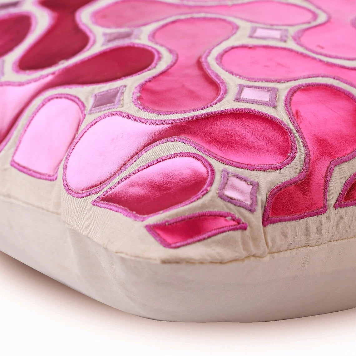 Couch Pillow Case Pink 16"x16", Bed Decor Faux Leather Pattern - Techno Boogie