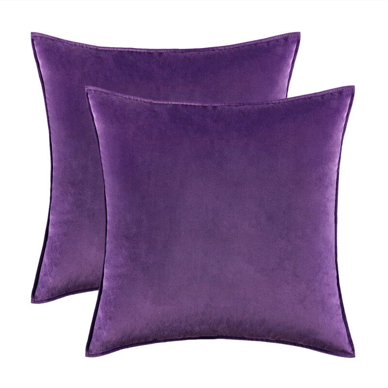 New 18" 20" 24" Velvet Piped Solid Cushion Cover Pillow Case Home Sofa Bed Decor