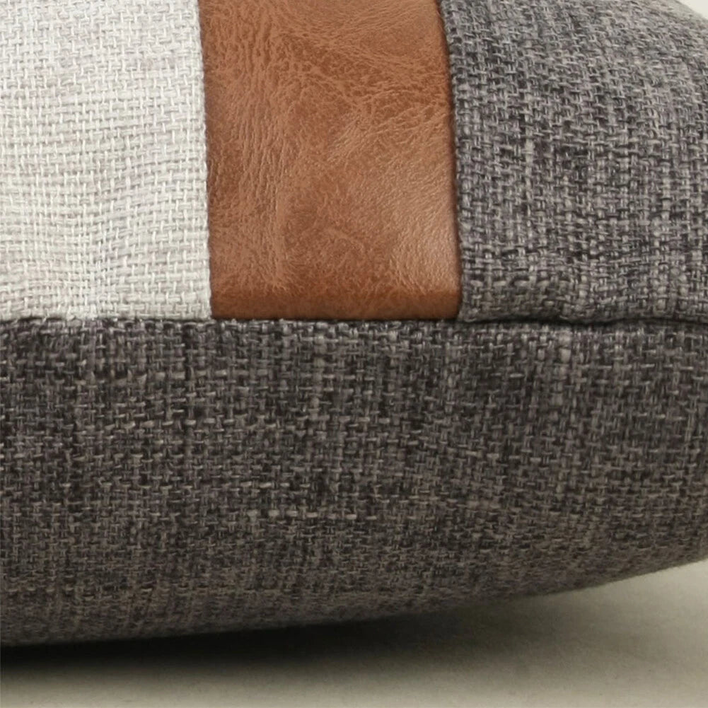 Cushion Covers, Patchwork Home Pillow Covers for Sofa Bed Leather Pillow Case